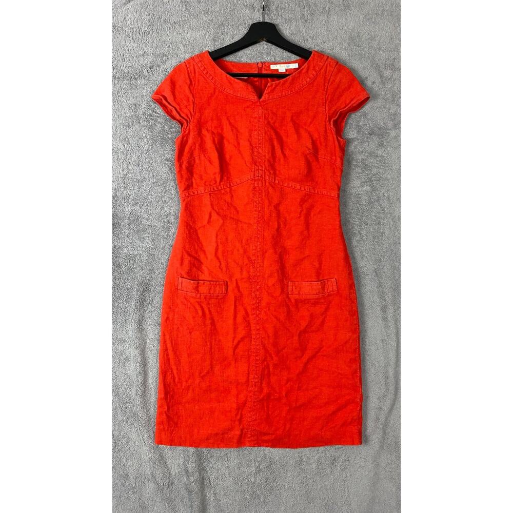 Boden Shift Dress Womens 6L Red Breathable Linen Blend Boho Preppy Work Office